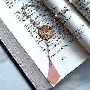 Awareness necklace. Breast Cancer Necklace. Awareness Jewelry. Wax seal necklace